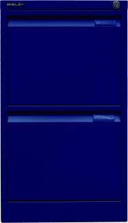 BISLEY Hängeregistraturschrank, einbahnig, DIN A4, 2 HR-Schubladen, Metall, 639 Oxfordblau, 62. 2 x 41. 3 x 71. 1 cm
