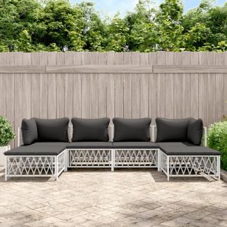 vidaXL 6-tlg. Garten-Lounge-Set mit Kissen Weiß Stahl