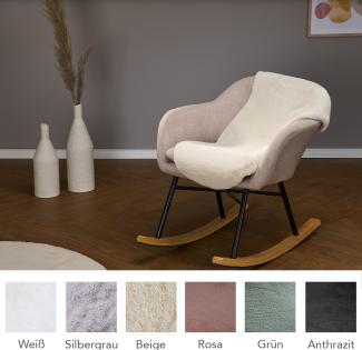 HOMESTORY Tierfellform aus Kunstfell, 55x80cm in beige, flauschig, super-Soft und vegan, weiche Stuhlauflage Teppich Sitzfell Sitzkissen Polyester, viele Farben Formen