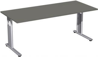 Schreibtisch 'C Fuß Flex' 180x80cm, Graphit / Silber