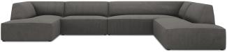 Micadoni 7-Sitzer Panorama Ecke rechts Sofa Ruby | Bezug Dark Grey | Beinfarbe Black Plastic