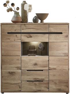 Highboard >Bellano< in Viking Oak Dekor, MDF, Spannplatte - 125x128x38cm (BxHxT)