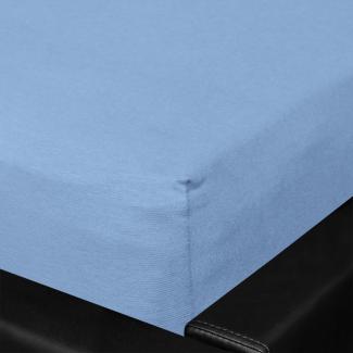 BettwarenShop Jersey Spannbettlaken Multi-Stretch | 180x200 - 200x220 cm | stahlblau