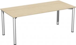 Schreibtisch, 180x80cm, Ahorn / Silber