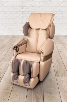 PureHaven Massage-Sessel 118x76x76 cm 6 Massagearten Rücken- Fuß- und Gesäßmassage einfache Bedienung energiesparend hochwertiges PU Leder in Beige