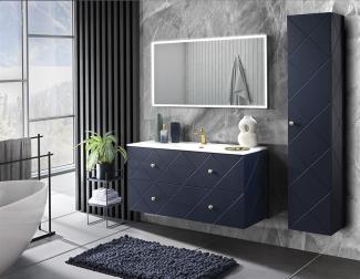 Badzimmermöbel Set Eleganz Blau 120 Cm Vierkant Spiegel #L22665