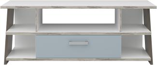 FMD Möbel - NONA 5 - TV/HiFi Element - melaminharzbeschichtete Spanplatte - Sandeiche Nb/weiß/Lava/Denim - 135 x 51,6 x 50cm