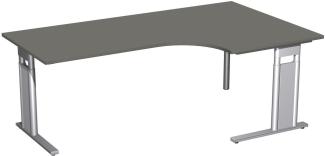 PC-Schreibtisch 'C Fuß Pro' rechts, höhenverstellbar, 200x120cm, Graphit / Silber