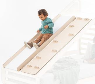 MamaToyz Holz Rutsche & Klettergerüst | Zubehör für Montessori Bett Sleepy | Natur | Rutsche und Kletterwand