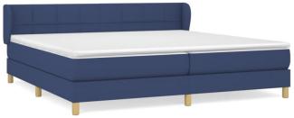 Doppelbett, Polsterbett mit Matratze Stoff Blau 200 x 200 cm, Härtegrad: H2 [3126835]