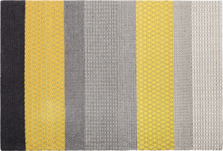 Teppich Wolle grau / gelb 160 x 230 cm Streifenmuster Kurzflor AKKAYA