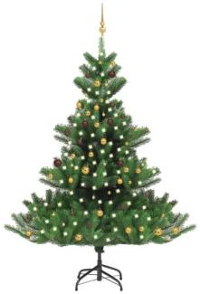 vidaXL Künstlicher Weihnachtsbaum Nordmann LED & Kugeln Grün 240 cm, Mit Beleuchtung [3077562]
