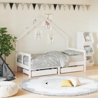 vidaXL Kinderbett mit Schubladen Weiß 80x160 cm Massivholz Kiefer