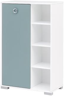 SCHILDMEYER Badschrank Highboard Hochschrank Badmöbel 65,3x105,2x33cm taubenblau