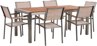 Gartenmöbel Set Eukalyptusholz 180 cm 6-Sitzer Textilbespannung beige GROSSETO