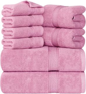Utopia Towels - 8 teilig Handtücher Set aus Baumwolle mit Aufhänger - 2 Badetuch, 2 Handtücher und 4 Washclappen - (Rosa)