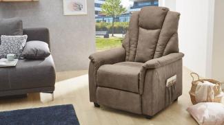 Fernsehsessel FRANKFURT Sessel Sofa mit Funktion in Antiklook braun