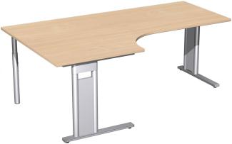 PC-Schreibtisch 'C Fuß Pro' links, feste Höhe 200x120x72cm, Buche / Silber