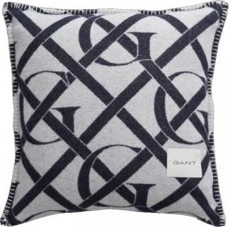 Gant Home Kissenhülle Wolle Monogram Cushion Evening Blue (50x50cm) 853099101-433