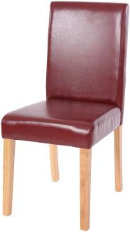 Esszimmerstuhl Littau, Küchenstuhl Stuhl, Kunstleder ~ rot-braun, helle Beine