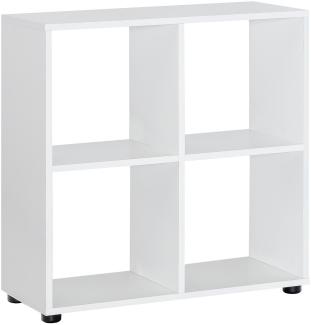 FineBuy Design Bücherregal mit vielen Fächern Standregal Holz freistehend, Würfel-Regal modern, Offenes Aufbewahrungsregal, Weiß, 72 x 29 x 70 cm