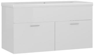 vidaXL Waschbeckenunterschrank Einbaubecken Hochglanz-Weiß Spanplatte [3070844]