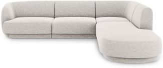 Micadoni 6-Sitzer Ecke rechts Sofa Miley | Bezug Light Grey | Beinfarbe Black Plastic