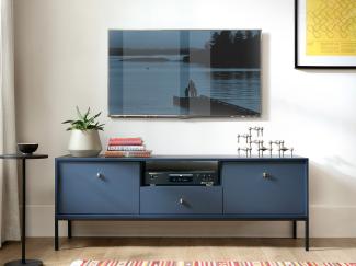 TV-Lowboard Leslin MRTV154, Marineblau/Schwarz, 154x56x39cm