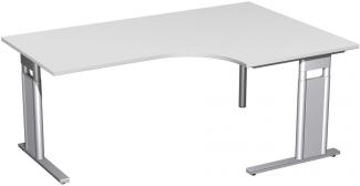 PC-Schreibtisch rechts, höhenverstellbar, 180x120cm, Lichtgrau / Silber