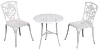 Inko Bistro-Set Rose Alu-Guss Tisch Ø 66 cm Stühle ohne Armlehnen 2 Farben zur Wahl weiß