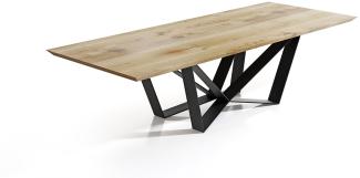 Esstisch Edder 160 x 120 cm Tischplatte Esche Massiv Schweizer Kante Metallfuß