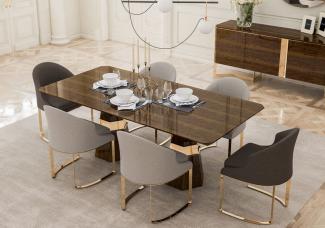 Casa Padrino Luxus Esszimmer Set - 1 Esszimmertisch & 6 Esszimmerstühle - Küchen Möbel - Esszimmer Möbel - Luxus Qualität