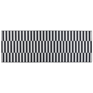 Teppich schwarz weiß 70 x 200 cm Streifenmuster Kurzflor PACODE
