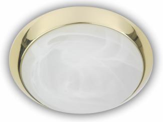 LED Deckenleuchte rund, Glas Alabaster, Dekorring Messing poliert, Ø 25cm