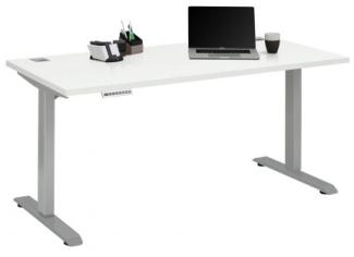 Maja Höhenverstellbarer Schreibtisch 5504 Metall platingrau - weiß matt