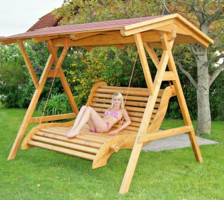 XXXL Luxus Premium Hollywoodschaukel Holz Massivholz Gartenmöbel Gartenschaukel