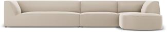 Micadoni 6-Sitzer Samtstoff Modular Ecke rechts Sofa Ruby | Bezug Beige | Beinfarbe Black Plastic