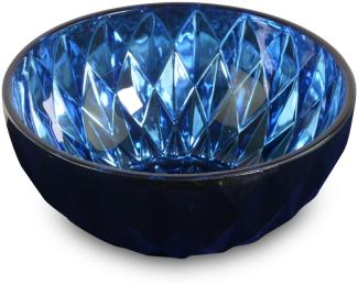 Riffelmacher Schale Diamantform aus Glas blau
