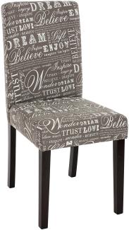 4er-Set Esszimmerstuhl Stuhl Küchenstuhl Littau ~ Textil mit Schriftzug, grau, dunkle Beine