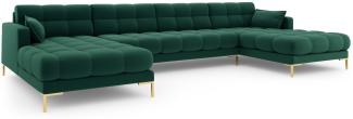 Micadoni 6-Sitzer Panorama Sofa Mamaia | Bezug Green | Beinfarbe Gold Metal
