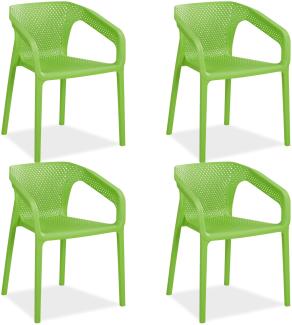 Gartenstuhl mit Armlehnen 4er Set Gartensessel Grün Stühle Kunststoff Stapelstühle Balkonstuhl Outdoor-Stuhl