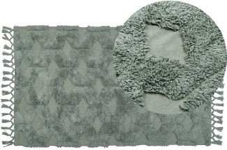 Teppich Baumwolle grün 80 x 150 cm geometrisches Muster Kurzflor KARS