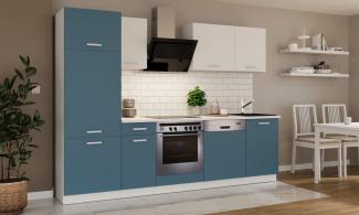 Küche 'Toni' Küchenzeile, Küchenblock, Singleküche, 270 cm, Skagerrak Blau