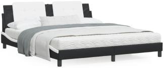 vidaXL Bett mit Matratze Schwarz und Weiß 180x200 cm Kunstleder