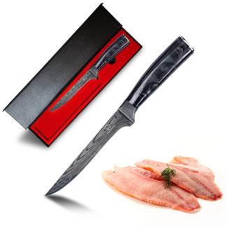 Kuro Filetiermesser - Messer aus gehärteter Edelstahl - Rasiermesser scharfe Klinge - Küchenmesser mit robustem Epoxidharz.