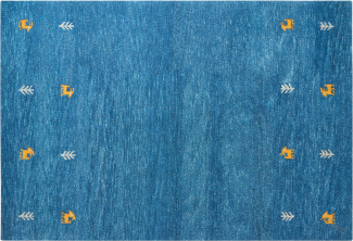 Gabbeh Teppich Wolle blau 160 x 230 cm Kurzflor CALTI