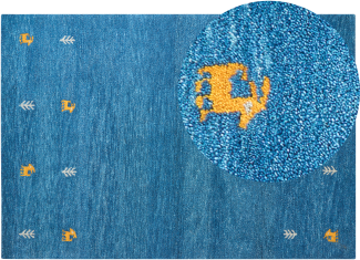 Gabbeh Teppich Wolle blau 160 x 230 cm Kurzflor CALTI