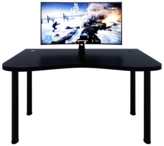 Gaming Tisch CODE Y1, 135x73-76x65, schwarz/schwarze Beine + USB HUB