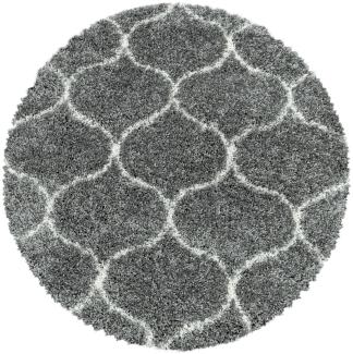 Hochflor Teppich Serena rund - 120 cm Durchmesser - Grau