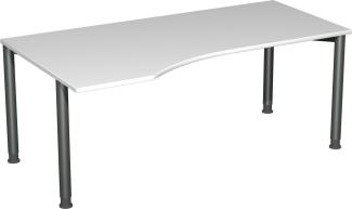PC-Schreibtisch '4 Fuß Flex' links, höhenverstellbar, 180x100cm, Lichtgrau / Anthrazit